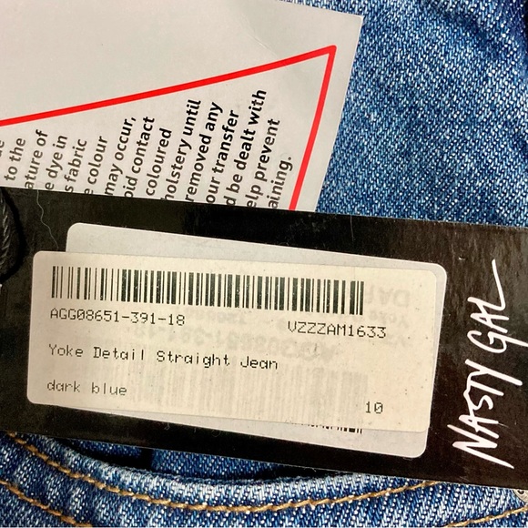 Nasty Gal Yoke Detail Straight Jeans Women’s Size 6 High Rise Western Retro Boho - Picture 8 of 8